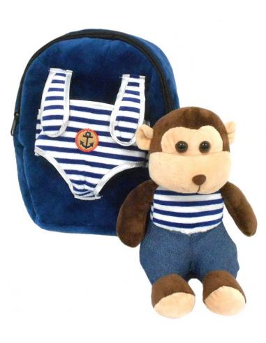 Mochila 26cm con peluche extraible mono - Imagen 1