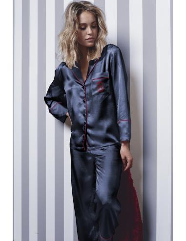 ADMAS CLASSIC Pijama Manga Larga Abierto Classic Stripes para Mujer - Imagen 1