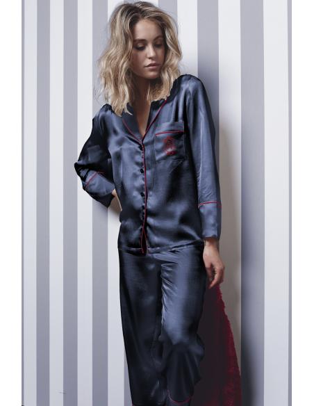 ADMAS CLASSIC Pijama Manga Larga Abierto Classic Stripes para Mujer - Imagen 1