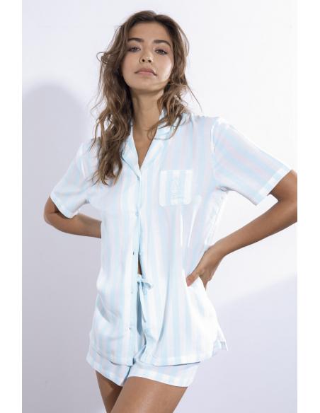 ADMAS CLASSIC Pijama Manga Corta Abierto Classic Stripes para Mujer - Imagen 4