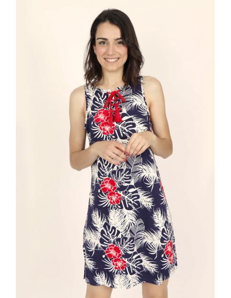 ADMAS Vestido Sin Mangas Tropical Navy para Mujer - Imagen 1