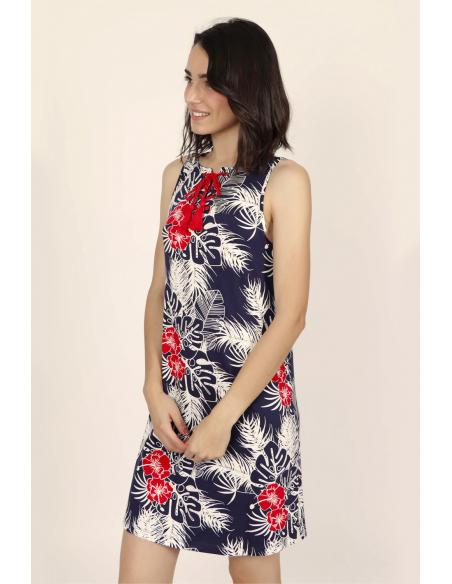 ADMAS Vestido Sin Mangas Tropical Navy para Mujer - Imagen 2