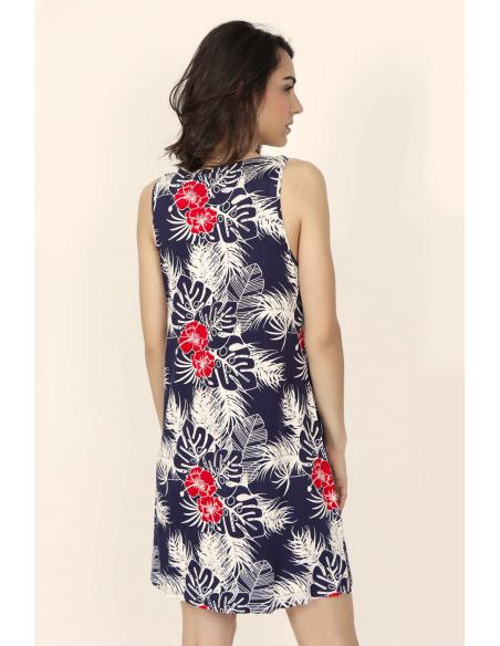 ADMAS Vestido Sin Mangas Tropical Navy para Mujer - Imagen 3