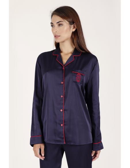 ADMAS CLASSIC Pijama Manga Larga Abierto Classic Stripes para Mujer - Imagen 3