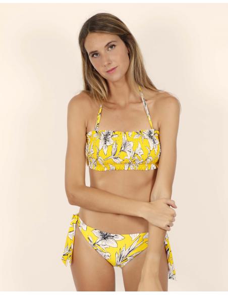 ADMAS Bikini Bandeau Yellow Flowers para Mujer - Imagen 1