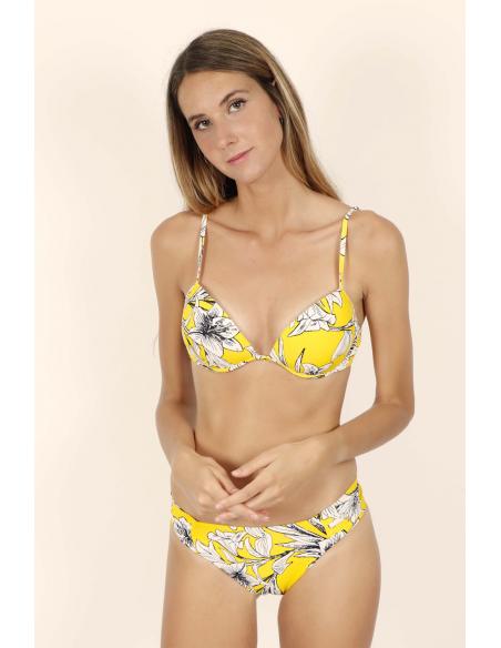ADMAS Bikini Push Up Yellow Flowers para Mujer - Imagen 2