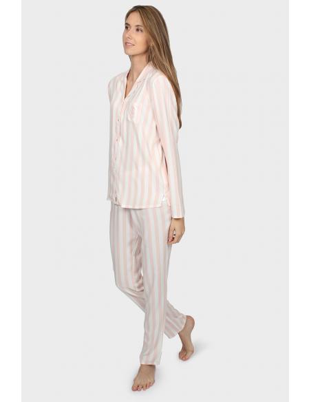 ADMAS CLASSIC Pijama Manga Larga Abierto Classic Stripes para Mujer - Imagen 2