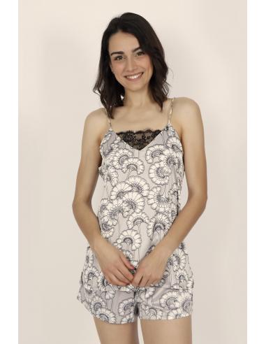ADMAS CLASSIC Pijama Tirantes Soft White Flowers para Mujer - Imagen 1
