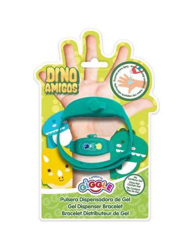 Pulsera  infantil con dispensador para gel desinfectante de manos 'Dino amigo' - Imagen 1