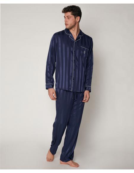ADMAS CLASSIC Pijama Abierto Manga Larga Satin Stripes para Hombre - Imagen 1
