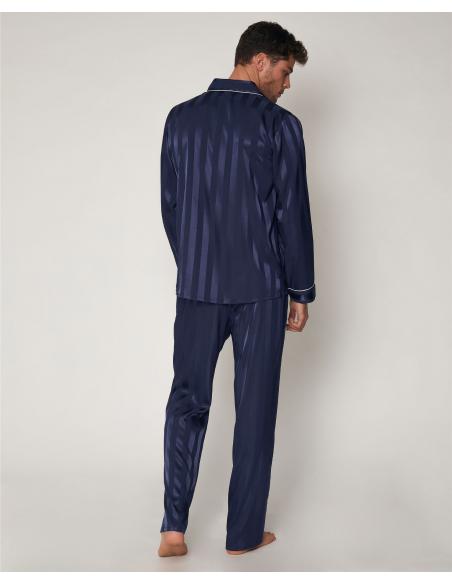 ADMAS CLASSIC Pijama Abierto Manga Larga Satin Stripes para Hombre - Imagen 3