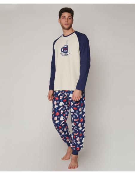 DIVER Pijama Manga Larga Family Breakfast para Hombre - Imagen 2