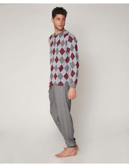ADMAS Pijama Manga Larga Rombos para Hombre - Imagen 2