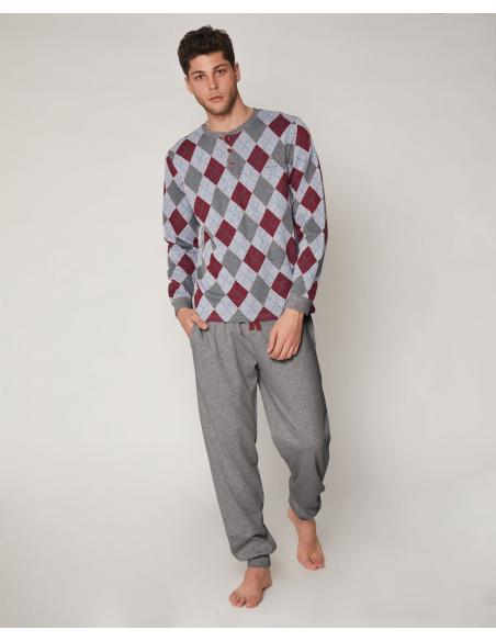 ADMAS Pijama Manga Larga Rombos para Hombre - Imagen 3