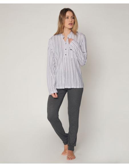 ADMAS CLASSIC Pijama Manga Larga Diplomatic para Mujer - Imagen 1