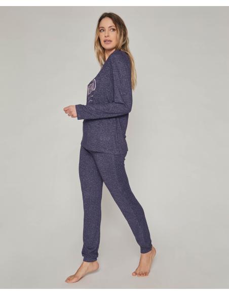 ADMAS Pijama Calentito Manga Larga Hello Weekend para Mujer - Imagen 2