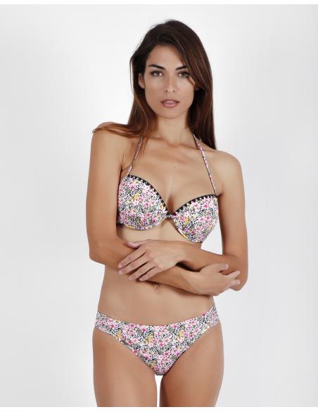 ADMAS Bikini Push Pink Flowers para Mujer - Imagen 1