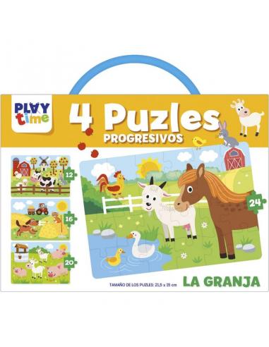 Imagiland, Playtime Maletin 4 puzzles progresivos &#39;La Granja&#39; - Imagen 1