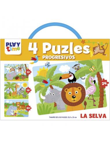 Imagiland, Playtime Maletin 4 puzzles progresivos &#39;La Selva&#39; - Imagen 1