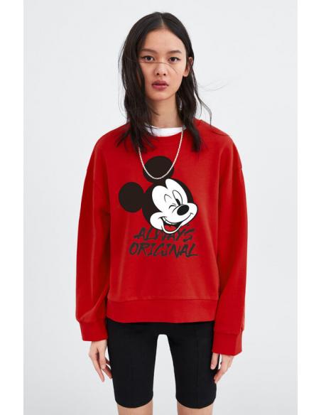 Sudadera juvenil/adulto de Mickey Mouse (talla: L, color: red) - Imagen 1
