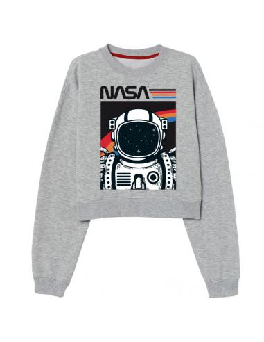 Sudadera crop juvenil/adulto de NASA (talla: M/L, color: grey) - Imagen 1