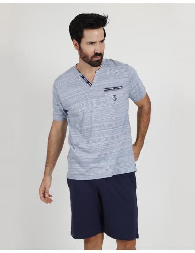 ADMAS CLASSIC Pijama Manga Corta Light Stripes para Hombre - Imagen 1