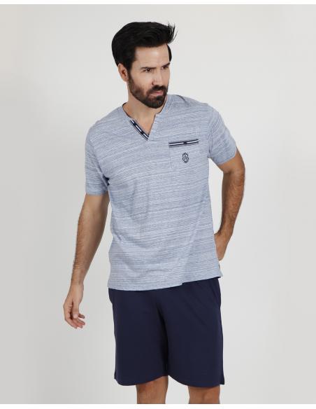 ADMAS CLASSIC Pijama Manga Corta Light Stripes para Hombre - Imagen 1