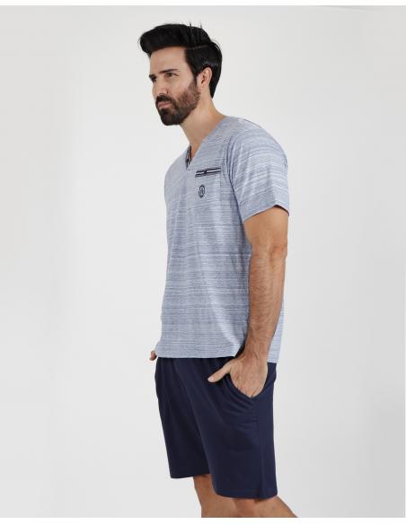 ADMAS CLASSIC Pijama Manga Corta Light Stripes para Hombre - Imagen 2