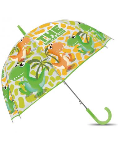 Paraguas manual transparente campana 48cm dinosaurios - Imagen 1