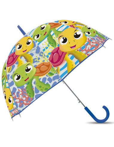 Paraguas manual transparente campana 48cm tortuga - Imagen 1