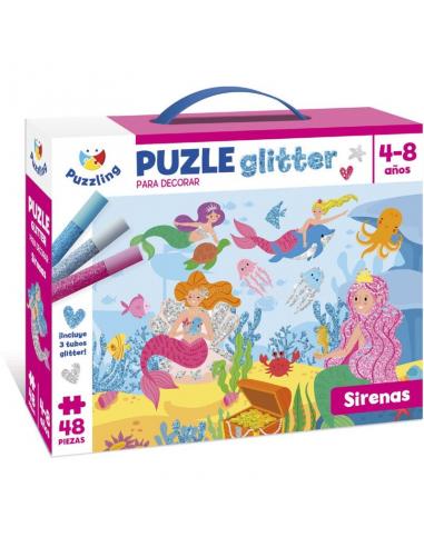 Imagiland, Puzzling puzle decora con glitter &#39;Sirenas&#39; - Imagen 1