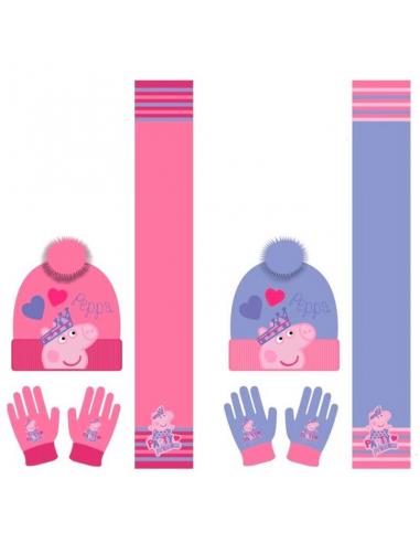 Set gorro con ponpon, bufanda y guantes de Peppa Pig - Imagen 1