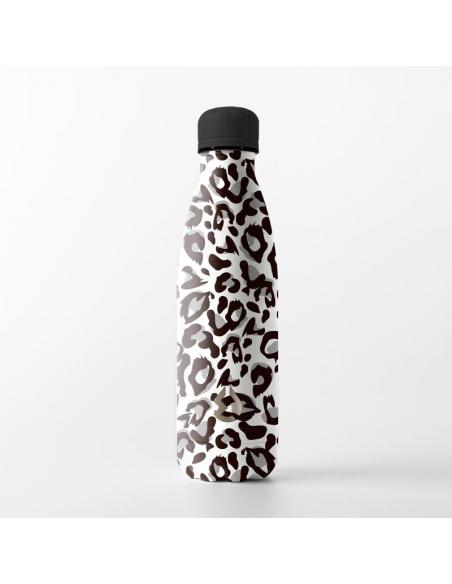 Botella cantimplora termo de acero inox 500ml de Water Revolution &#39;Leopard White&#39; - Imagen 1