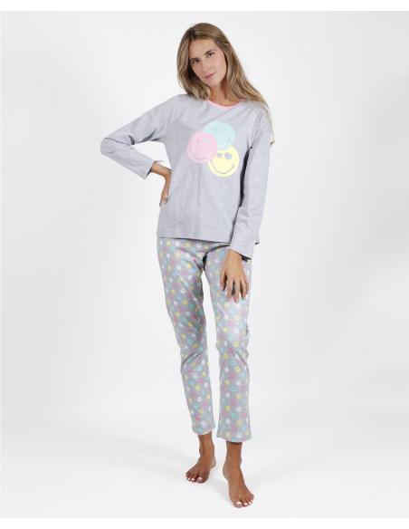 SMILEY Pijama Manga Larga Pink para Mujer - Imagen 1
