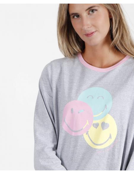 SMILEY Pijama Manga Larga Pink para Mujer - Imagen 3