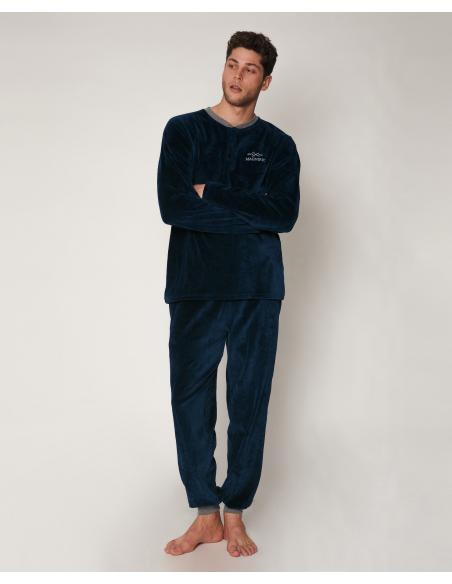 ADMAS Pijama Manga Larga Velour Home para Hombre - Imagen 4