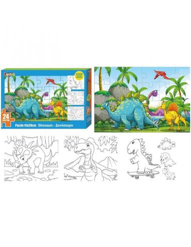 Puzzle para colorear de Dinosaurios - Imagen 1