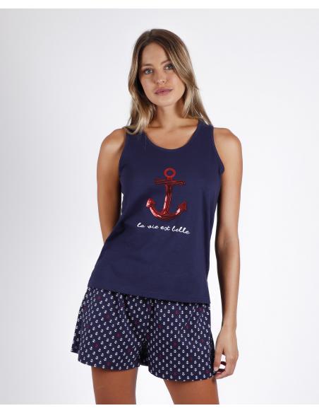 ADMAS Pijama Tirantes La Vie Est Belle para Mujer - Imagen 1