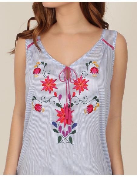 ADMAS Camisola tirantes Mexican Embroidery para Mujer - Imagen 2