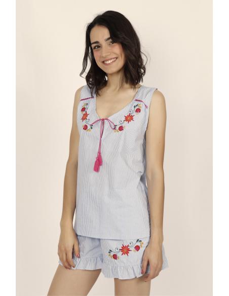 ADMAS Pijama tirantes Mexican Embroidery para Mujer - Imagen 2
