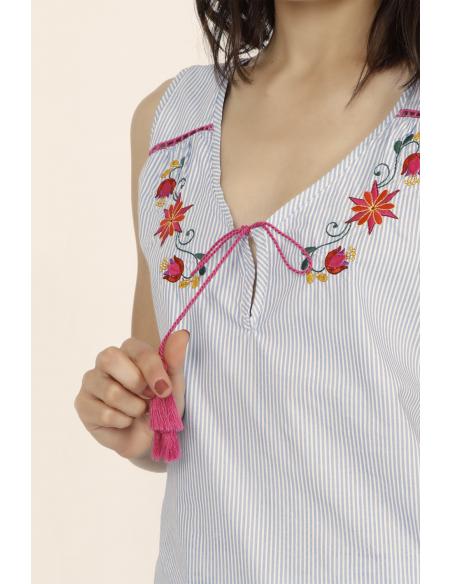 ADMAS Pijama tirantes Mexican Embroidery para Mujer - Imagen 3