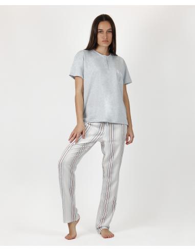 ADMAS CLASSIC Pijama Manga Corta Summer Stripes para Mujer - Imagen 1