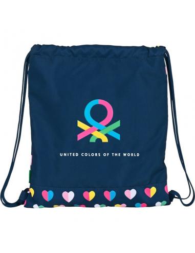 Bolsa cordones saco plano de Benetton &#39;corazones&#39; - Imagen 1