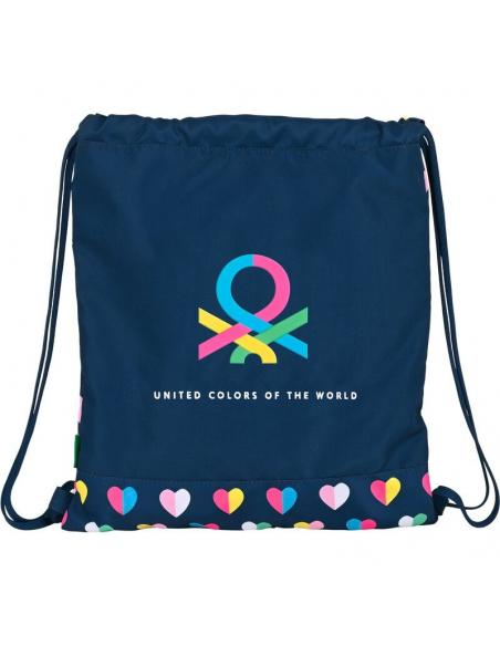 Bolsa cordones saco plano de Benetton &#39;corazones&#39; - Imagen 1