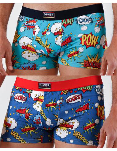 DIVER Calzoncillo/Bóxer Comic para Hombre, (Caja de 2 unidades) - Imagen 1