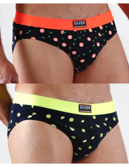 DIVER Calzoncillo/Slip Fruits para Hombre, (Caja de 2 unidades) - Imagen 1