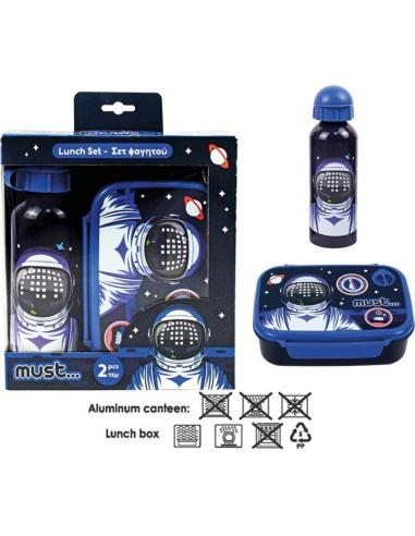 Set botella cantimplora aluminio 500ml  y sandwichera astronauta de Must - Imagen 1
