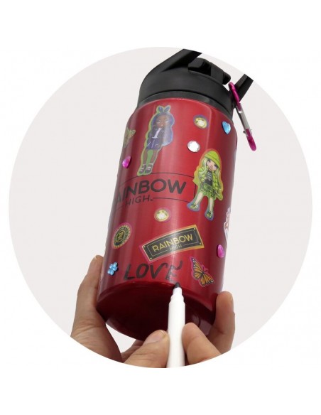 Juego decora  botella cantimplora aluminio 500ml de Rainbow High