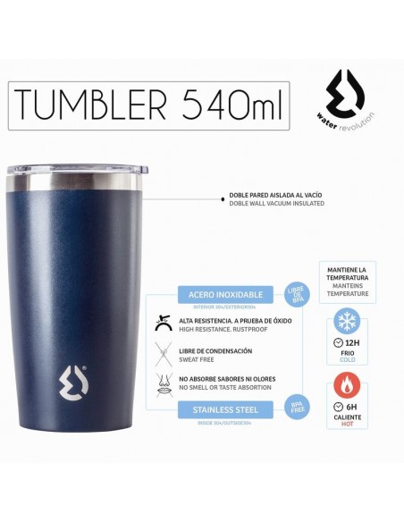 Tumbler vaso termico acero inox 540ml con tapa de Water Revolution  2