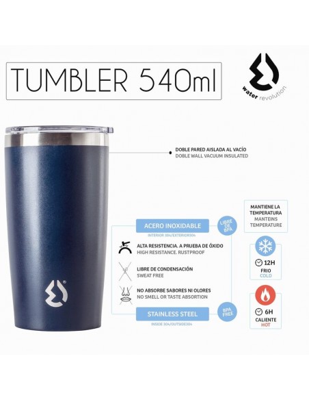 Tumbler vaso termico acero inox 540ml con tapa de Water Revolution 2